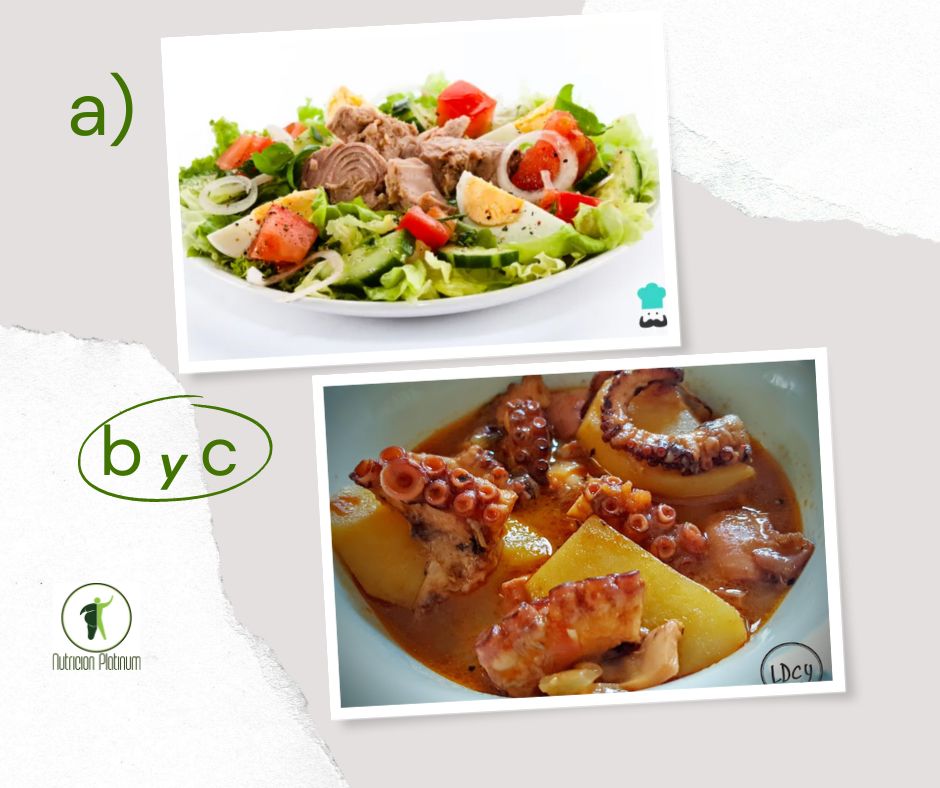 Ensalada de verduras variadas  con GUISADO DE PULPO